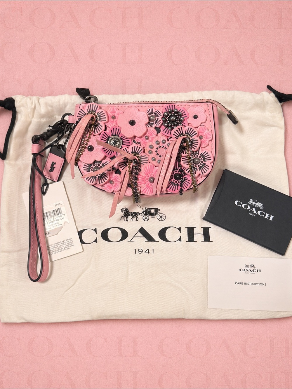 Coach Vintage Hamptons Bag in pink canvas and suede with leather trim.
